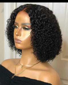 Natural Black Curly Frontal Wig