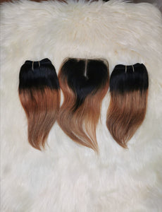 Straight double tone virgin hair 4 x 4 closure