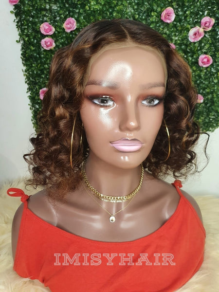 Honey Brown Frontal Curly Wig