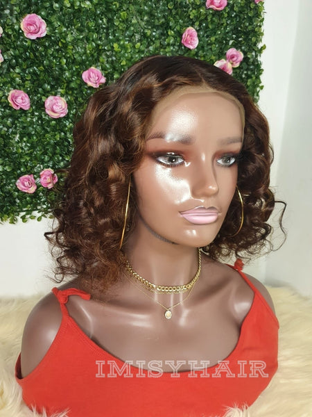 Honey Brown Frontal Curly Wig